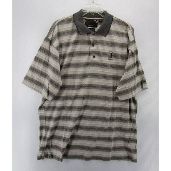 Greg Norman Polo Shirt Large TPC Boston Golf Club Striped Logo Cotton - Picture 1 of 11